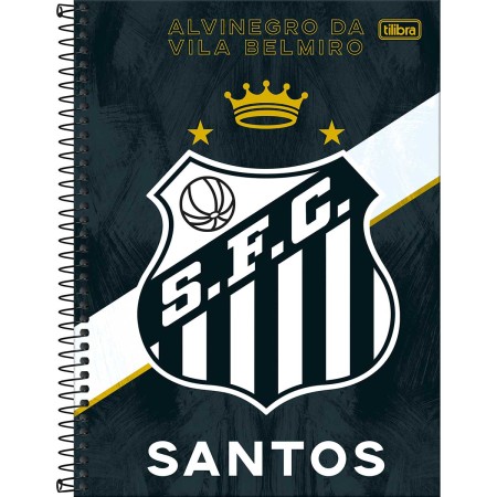 Foto ilustrativa Caderno Espiral Capa Dura Universitário 1 Matéria Santos 80 Folhas