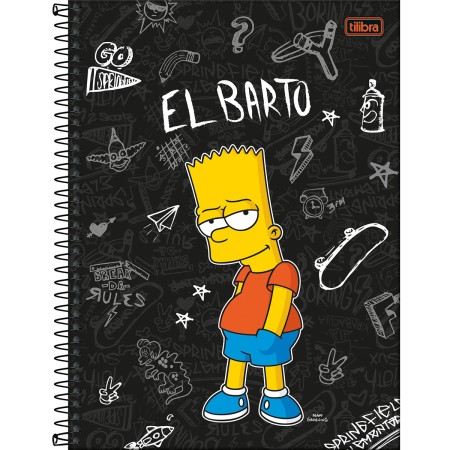 Foto ilustrativa Caderno Espiral Capa Dura Universitário 1 Matéria Simpsons 80 Folhas