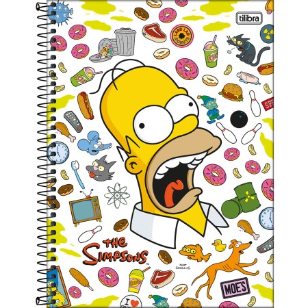 Foto ilustrativa Caderno Espiral Capa Dura Universitário 1 Matéria Simpsons 80 Folhas