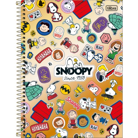 Foto ilustrativa Caderno Espiral Capa Dura Universitário 1 Matéria Snoopy Core 80 Folhas