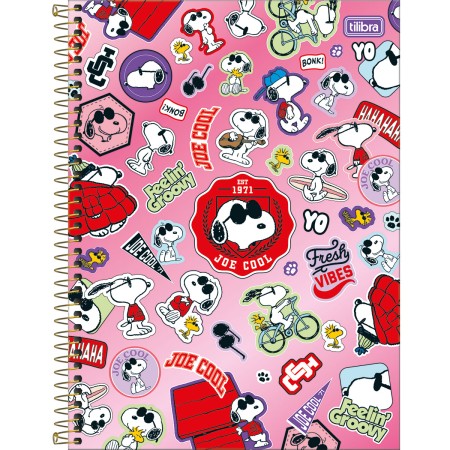 Foto ilustrativa Caderno Espiral Capa Dura Universitário 1 Matéria Snoopy Core 80 Folhas