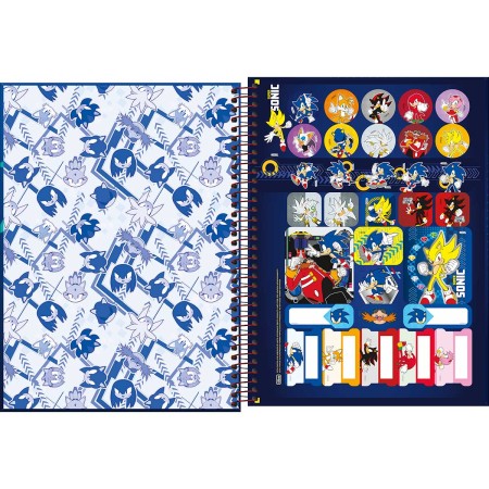 Foto ilustrativa Caderno Espiral Capa Dura Universitário 1 Matéria Sonic 80 Folhas