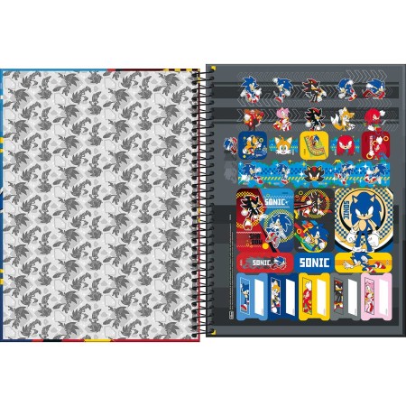 Foto ilustrativa Caderno Espiral Capa Dura Universitário 1 Matéria Sonic 80 Folhas