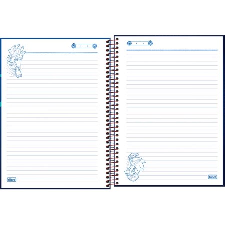 Foto ilustrativa Caderno Espiral Capa Dura Universitário 1 Matéria Sonic 80 Folhas