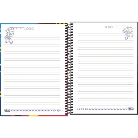 Foto ilustrativa Caderno Espiral Capa Dura Universitário 1 Matéria Sonic 80 Folhas