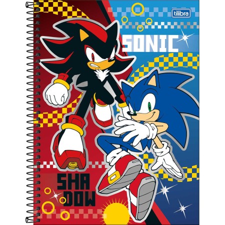 Foto ilustrativa Caderno Espiral Capa Dura Universitário 1 Matéria Sonic 80 Folhas