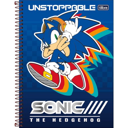 Foto ilustrativa Caderno Espiral Capa Dura Universitário 1 Matéria Sonic 80 Folhas
