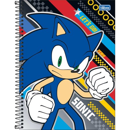 Foto ilustrativa Caderno Espiral Capa Dura Universitário 1 Matéria Sonic 80 Folhas