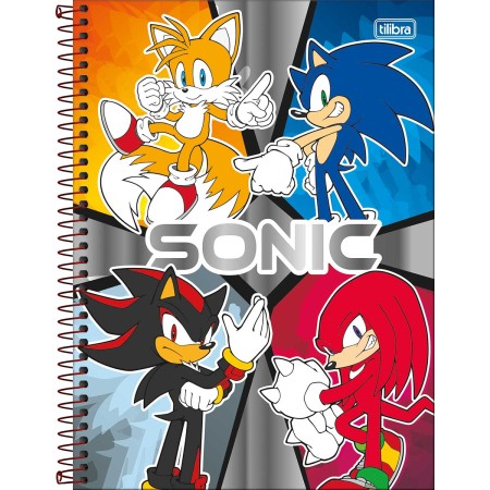 Foto ilustrativa Caderno Espiral Capa Dura Universitário 1 Matéria Sonic 80 Folhas