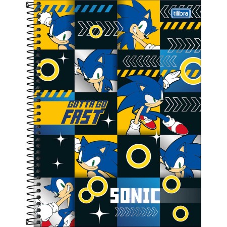 Foto ilustrativa Caderno Espiral Capa Dura Universitário 1 Matéria Sonic 80 Folhas