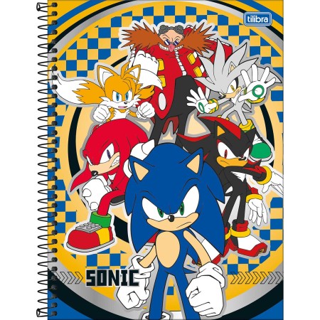 Foto ilustrativa Caderno Espiral Capa Dura Universitário 1 Matéria Sonic 80 Folhas