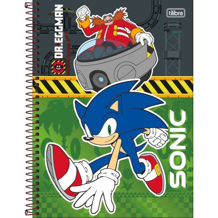 Foto ilustrativa Caderno Espiral Capa Dura Universitário 1 Matéria Sonic 80 Folhas