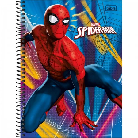 Caderno sem Espiral Grande Masculino Homem Aranha  Lister - Caderno Grande  - Homem Aranha - Spider-Man - 80 folhas - Universitário - Capa Dura  Costurado sem Espiral - 1un - Tilibra - Homem Aranha