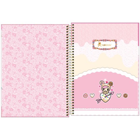 Foto ilustrativa Caderno Espiral Capa Dura Universitário 1 Matéria Tokidoki Donutella 80 Folhas