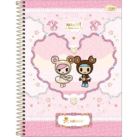 Foto ilustrativa Caderno Espiral Capa Dura Universitário 1 Matéria Tokidoki Donutella 80 Folhas