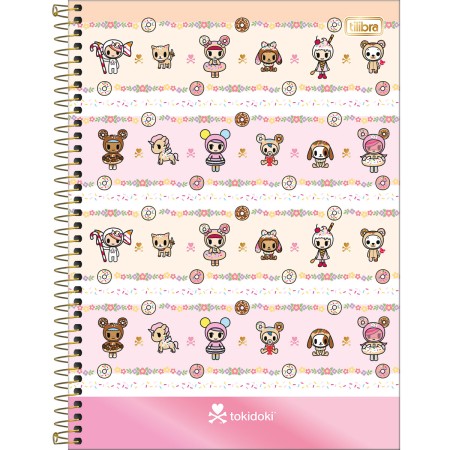 Foto ilustrativa Caderno Espiral Capa Dura Universitário 1 Matéria Tokidoki Donutella 80 Folhas