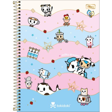 Foto ilustrativa Caderno Espiral Capa Dura Universitário 1 Matéria Tokidoki Moofia 80 Folhas