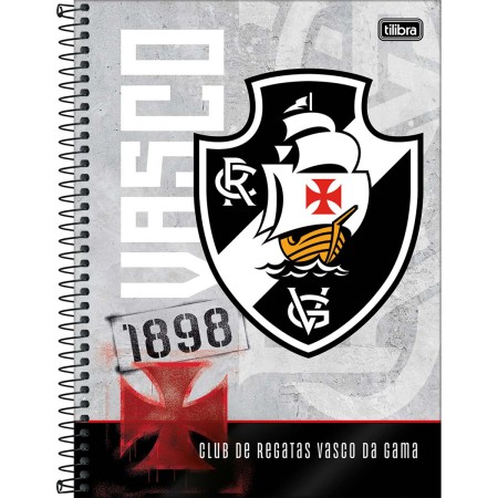 Foto ilustrativa Caderno Espiral Capa Dura Universitário 1 Matéria Vasco 80 Folhas