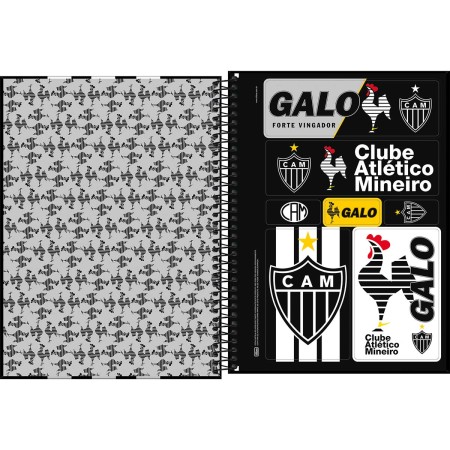 Foto ilustrativa Caderno Espiral Capa Dura Universitário 10 Matérias Atlético Mineiro 160 Folhas