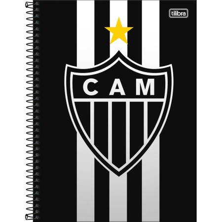 Foto ilustrativa Caderno Espiral Capa Dura Universitário 10 Matérias Atlético Mineiro 160 Folhas