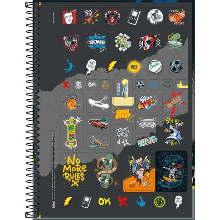 Foto ilustrativa Caderno Espiral Capa Dura Universitário 10 Matérias Bold One Masculino 160 Folhas