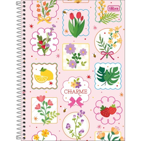 Foto ilustrativa Caderno Espiral Capa Dura Universitário 10 Matérias Charme 160 Folhas