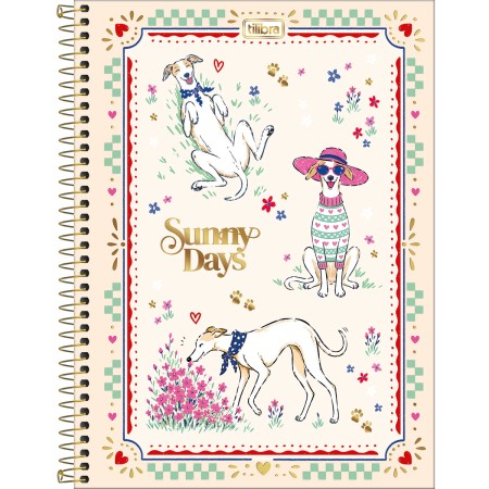 Foto ilustrativa Caderno Espiral Capa Dura Universitário 10 Matérias Doggy 160 Folhas