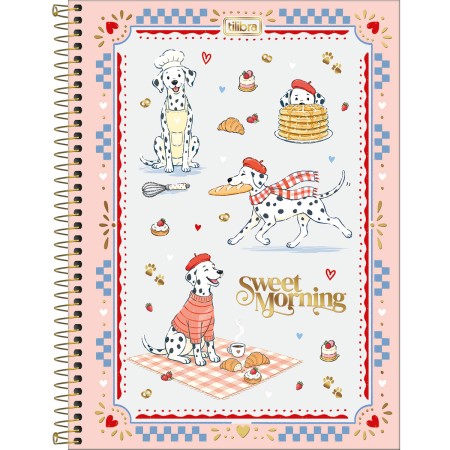 Foto ilustrativa Caderno Espiral Capa Dura Universitário 10 Matérias Doggy 160 Folhas