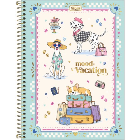 Foto ilustrativa Caderno Espiral Capa Dura Universitário 10 Matérias Doggy 160 Folhas