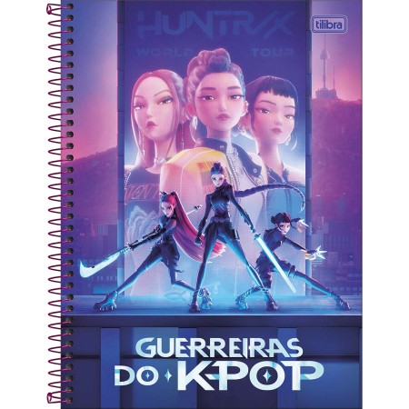 Foto ilustrativa Caderno Espiral Capa Dura Universitário 10 Matérias Guerreiras do K-Pop 160 Folhas