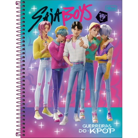 Foto ilustrativa Caderno Espiral Capa Dura Universitário 10 Matérias Guerreiras do KPop 160 Folhas