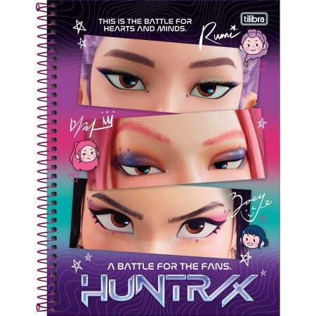 Foto ilustrativa Caderno Espiral Capa Dura Universitário 10 Matérias Guerreiras do KPop 160 Folhas