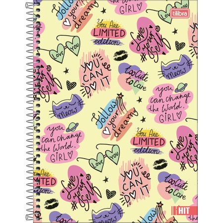 Foto ilustrativa Caderno Espiral Capa Dura Universitário 10 Matérias Hit Feminino 160 Folhas 