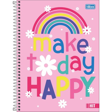 Foto ilustrativa Caderno Espiral Capa Dura Universitário 10 Matérias Hit Feminino 160 Folhas 