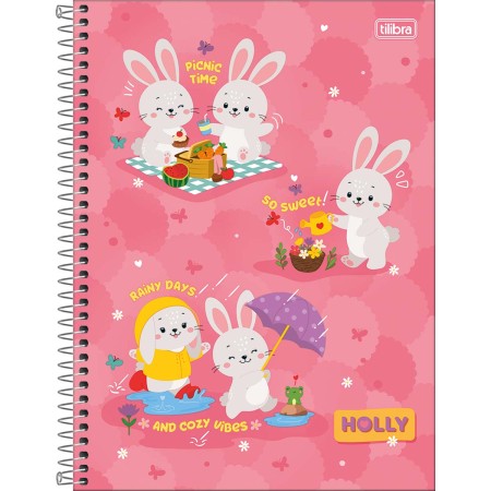 Foto ilustrativa Caderno Espiral Capa Dura Universitário 10 Matérias Holly 160 Folhas