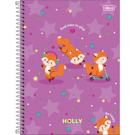 Foto ilustrativa Caderno Espiral Capa Dura Universitário 10 Matérias Holly 160 Folhas