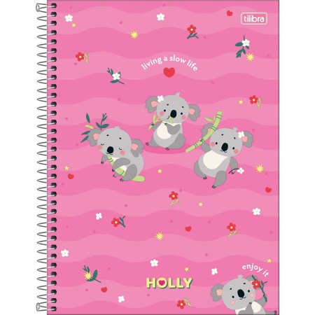 Foto ilustrativa Caderno Espiral Capa Dura Universitário 10 Matérias Holly 160 Folhas