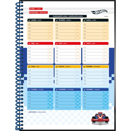 Foto ilustrativa Caderno Espiral Capa Dura Universitário 10 Matérias Hot Wheels 160 Folhas