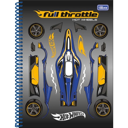 Foto ilustrativa Caderno Espiral Capa Dura Universitário 10 Matérias Hot Wheels 160 Folhas