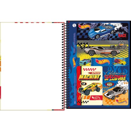 Foto ilustrativa Caderno Espiral Capa Dura Universitário 10 Matérias Hot Wheels Fit 160 Folhas
