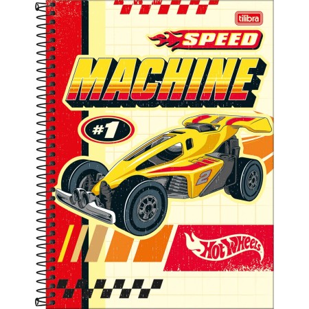 Foto ilustrativa Caderno Espiral Capa Dura Universitário 10 Matérias Hot Wheels Fit 160 Folhas