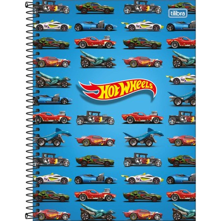 Foto ilustrativa Caderno Espiral Capa Dura Universitário 10 Matérias Hot Wheels Fit 160 Folhas