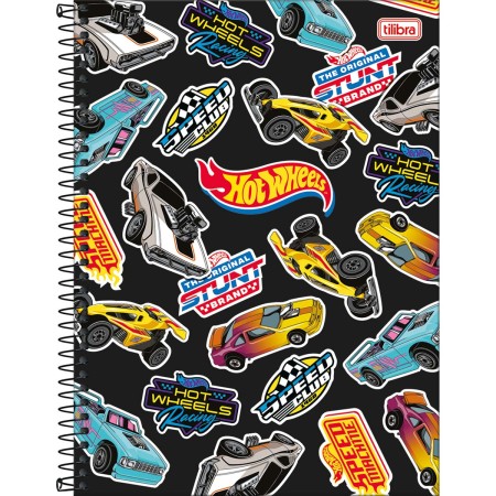 Foto ilustrativa Caderno Espiral Capa Dura Universitário 10 Matérias Hot Wheels Fit 160 Folhas