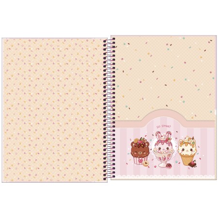 Foto ilustrativa Caderno Espiral Capa Dura Universitário 10 Matérias Ice Cute 160 Folhas