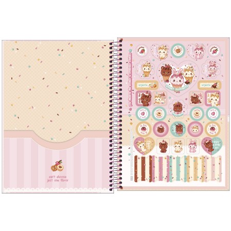 Foto ilustrativa Caderno Espiral Capa Dura Universitário 10 Matérias Ice Cute 160 Folhas