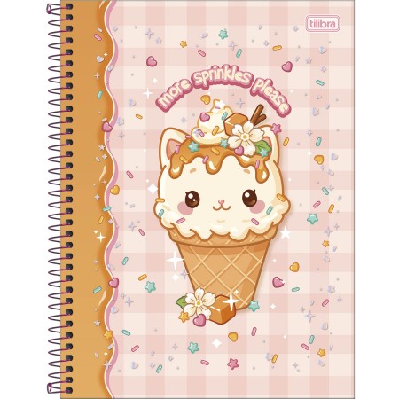 Foto ilustrativa Caderno Espiral Capa Dura Universitário 10 Matérias Ice Cute 160 Folhas