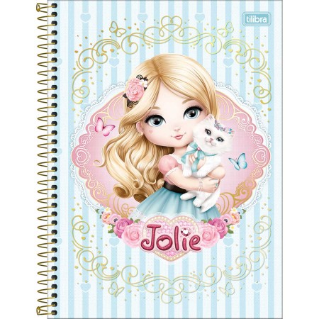 Foto ilustrativa Caderno Espiral Capa Dura Universitário 10 Matérias Jolie 160 Folhas