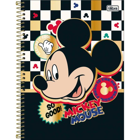 Foto ilustrativa Caderno Espiral Capa Dura Universitário 10 Matérias Mickey 160 Folhas