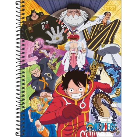 Foto ilustrativa Caderno Espiral Capa Dura Universitário 10 Matérias One Piece 160 Folhas
