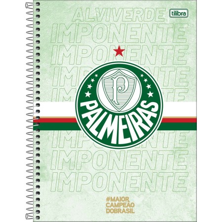 Foto ilustrativa Caderno Espiral Capa Dura Universitário 10 Matérias Palmeiras 160 Folhas